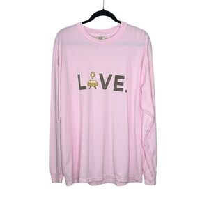 Love Christmas Nativity Manger 100% Cotton long sleeve pink tee size XL